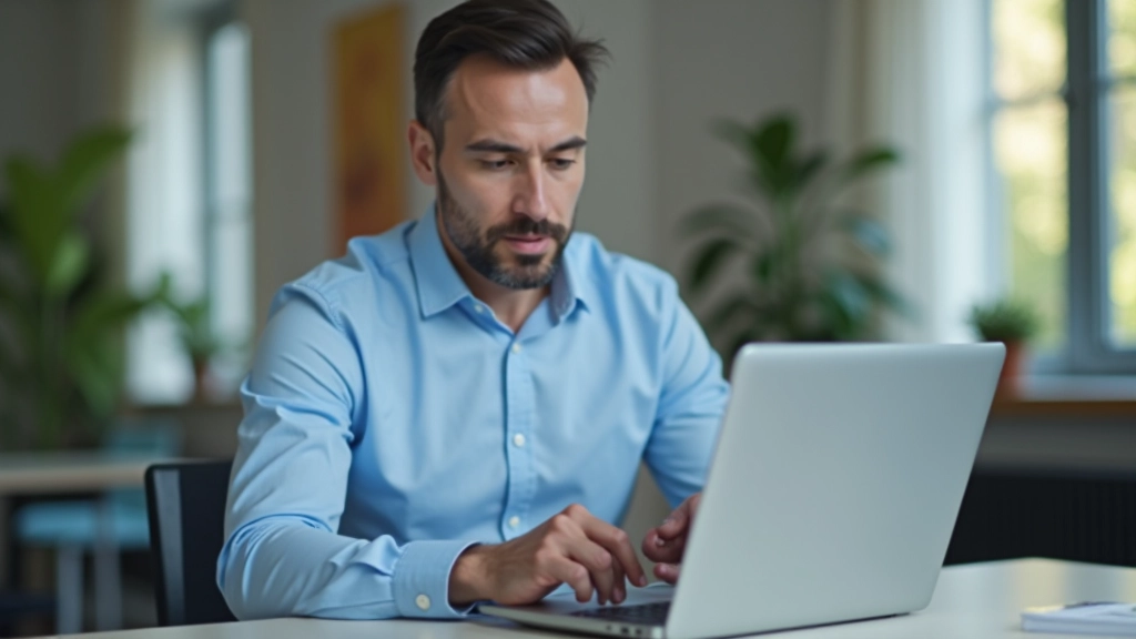 Dois profissionais em videoconferência, um em escritório moderno com laptop, outro visível na tela, contexto de negociação remota com luz de escritório